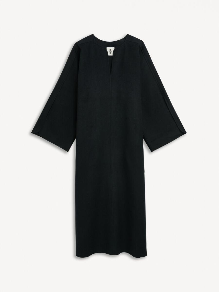 Black Robes By Malene Birger Fort Robe Longue En Laine Cais Femme - 3