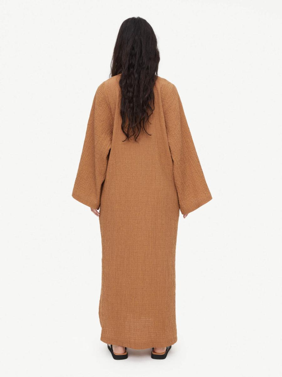 By Malene Birger Femme Tobacco Brown Robe Longue En Coton Bio Kayia Robes Prix Exorbitant - 1