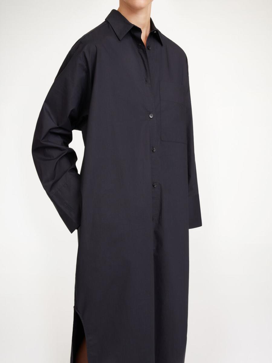 Robe En Coton Bio Perros Black Femme By Malene Birger Robes Qualité Optimale - 2
