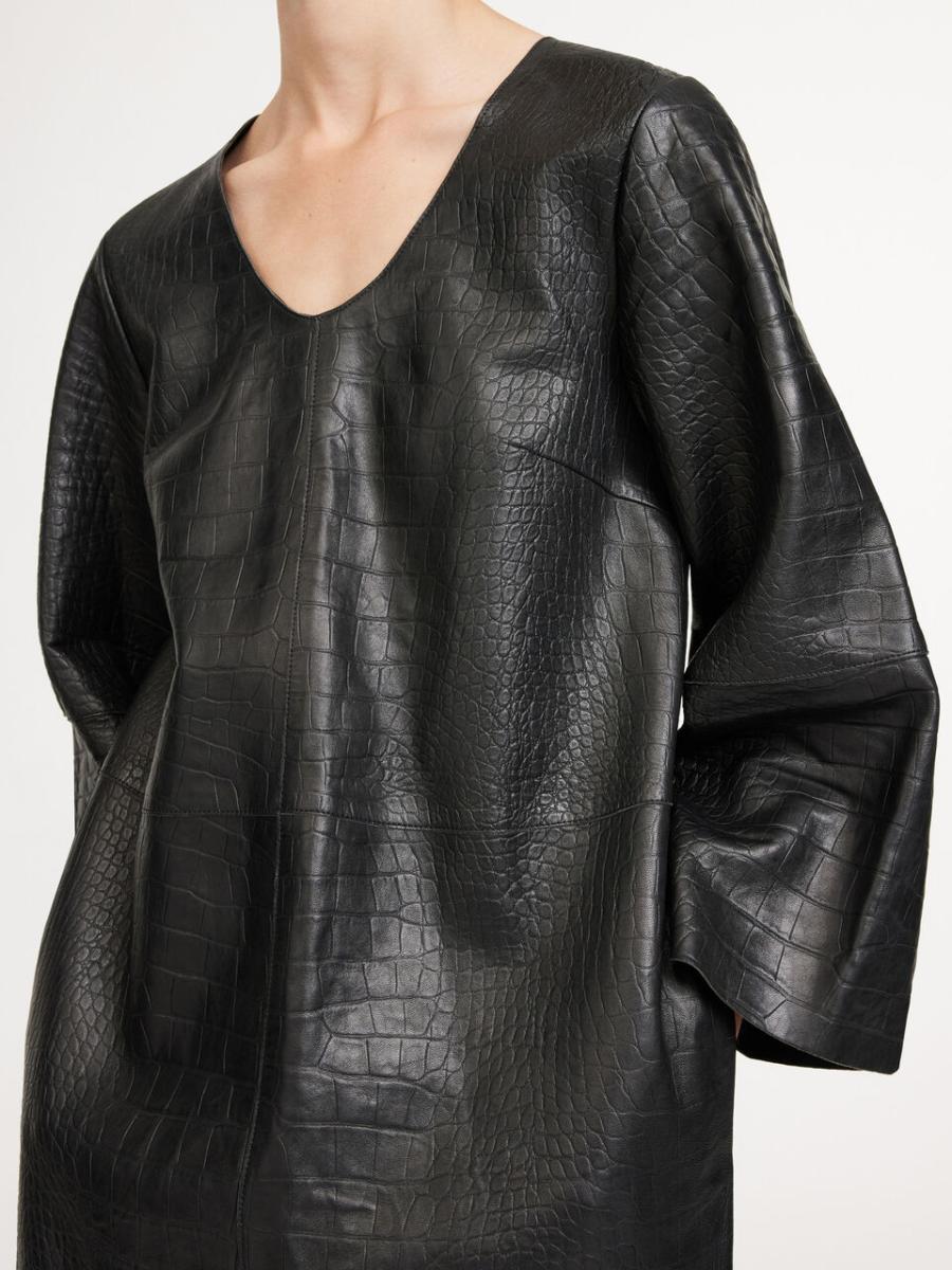 Robe Longue En Cuir Cebello Étonnant Femme By Malene Birger Black Robes - 2