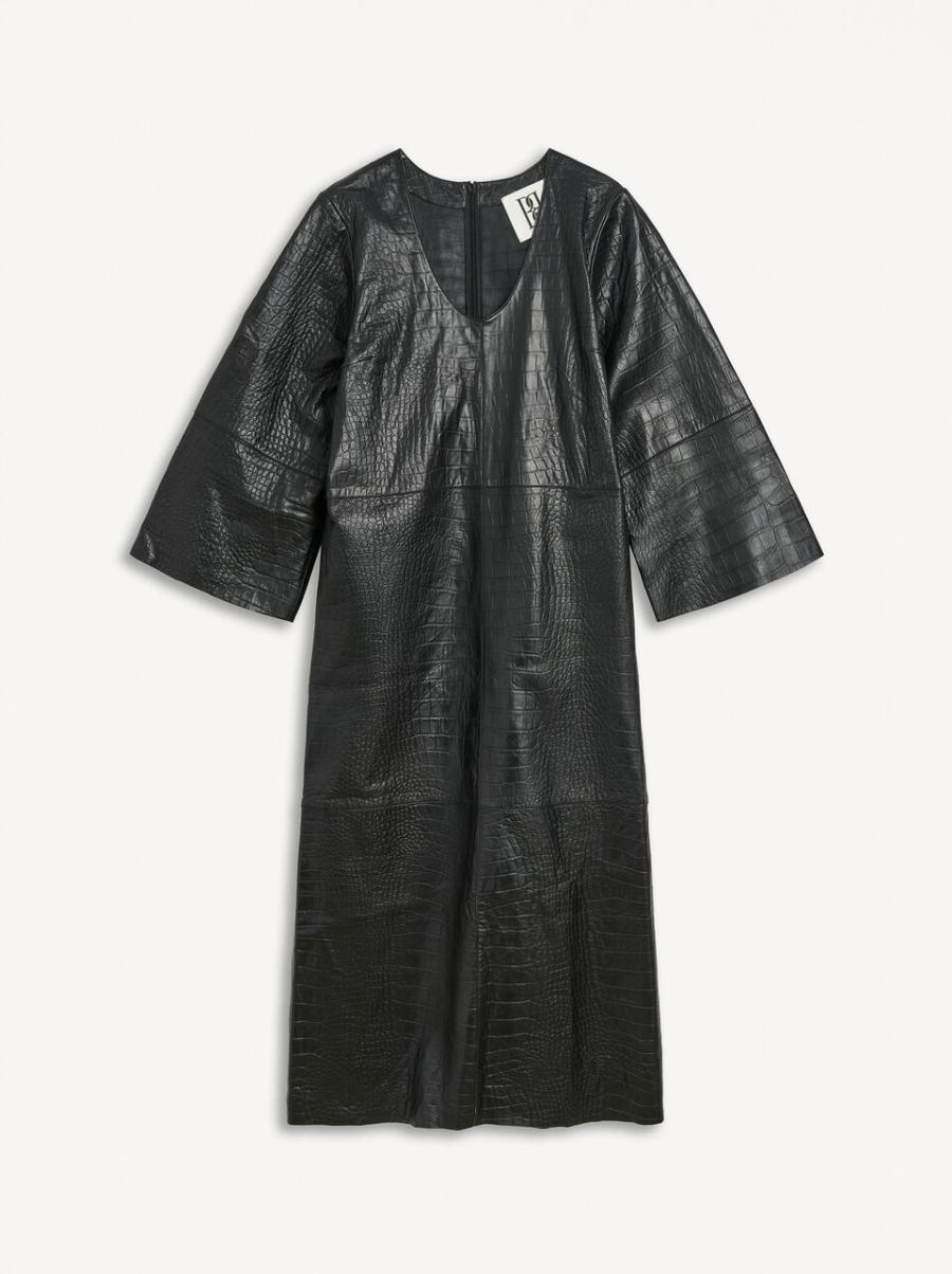 Robe Longue En Cuir Cebello Étonnant Femme By Malene Birger Black Robes - 3