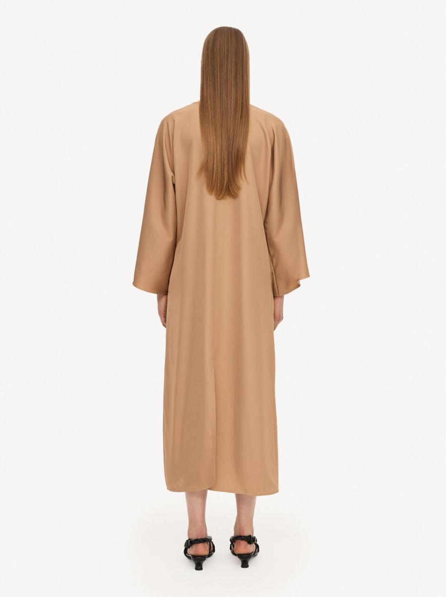 Femme Tobacco Brown Rester Robes Robe Longue Cais By Malene Birger - 1