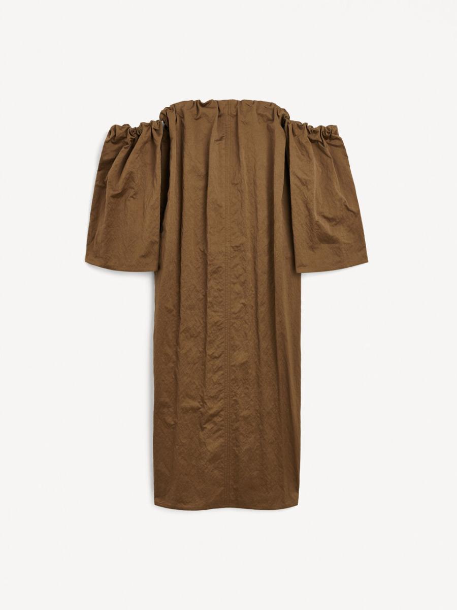Robe À Encolure Bardot Aia Robes By Malene Birger Femme Warm Brown Abordable - 3