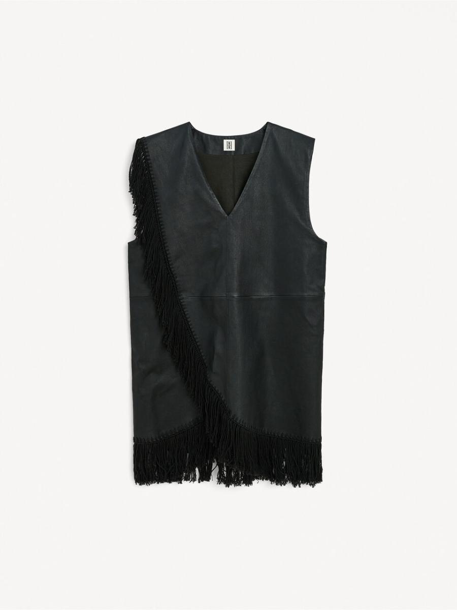 Robe Courte En Cuir Korallie La France Femme By Malene Birger Black Robes - 3