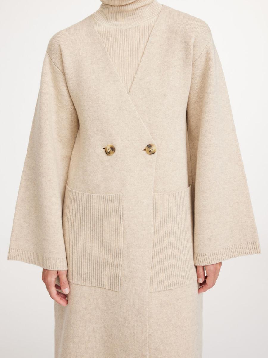 By Malene Birger Femme Twill Beige Maille Qualité Exceptionnelle Cardigan En Laine Stretch Carlyn - 2