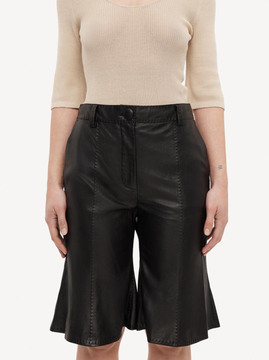 Pantalons Classique Short En Cuir Carmone Femme Black By Malene Birger - 2