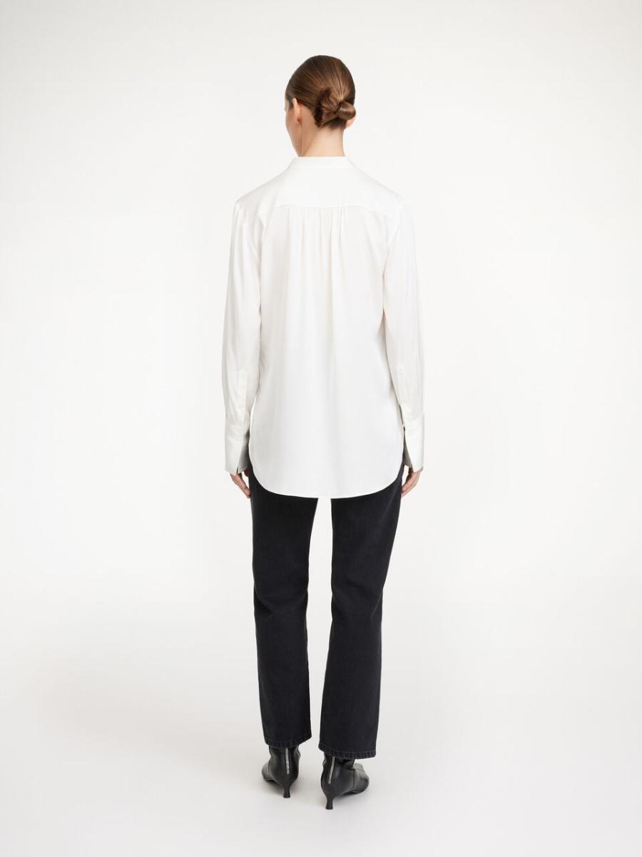 Chemises Et Hauts Soft White Femme Chemise En Soie Mabillon Personnalisé By Malene Birger - 1