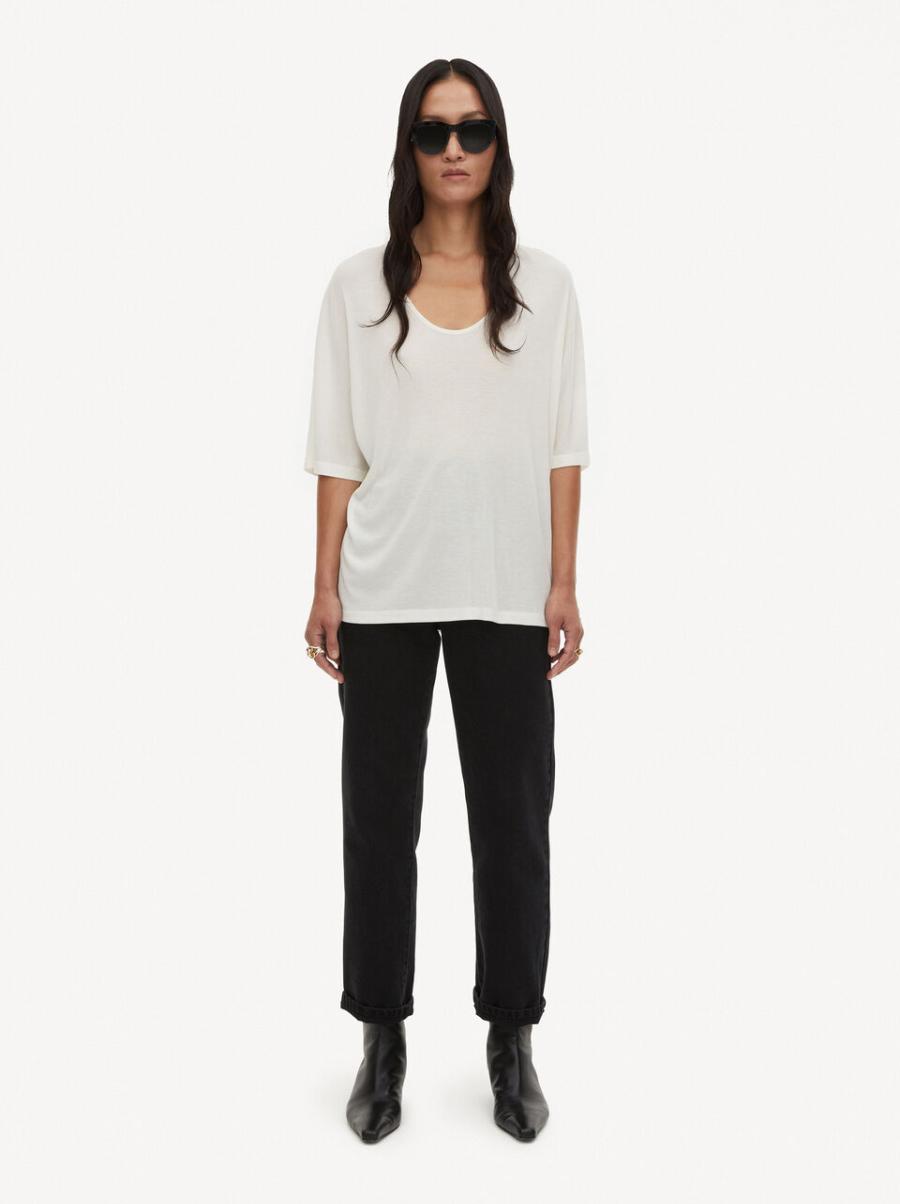Femme By Malene Birger T-Shirt Oversize Cevina Whisper White T-Shirts Et Sweats Polyvalent