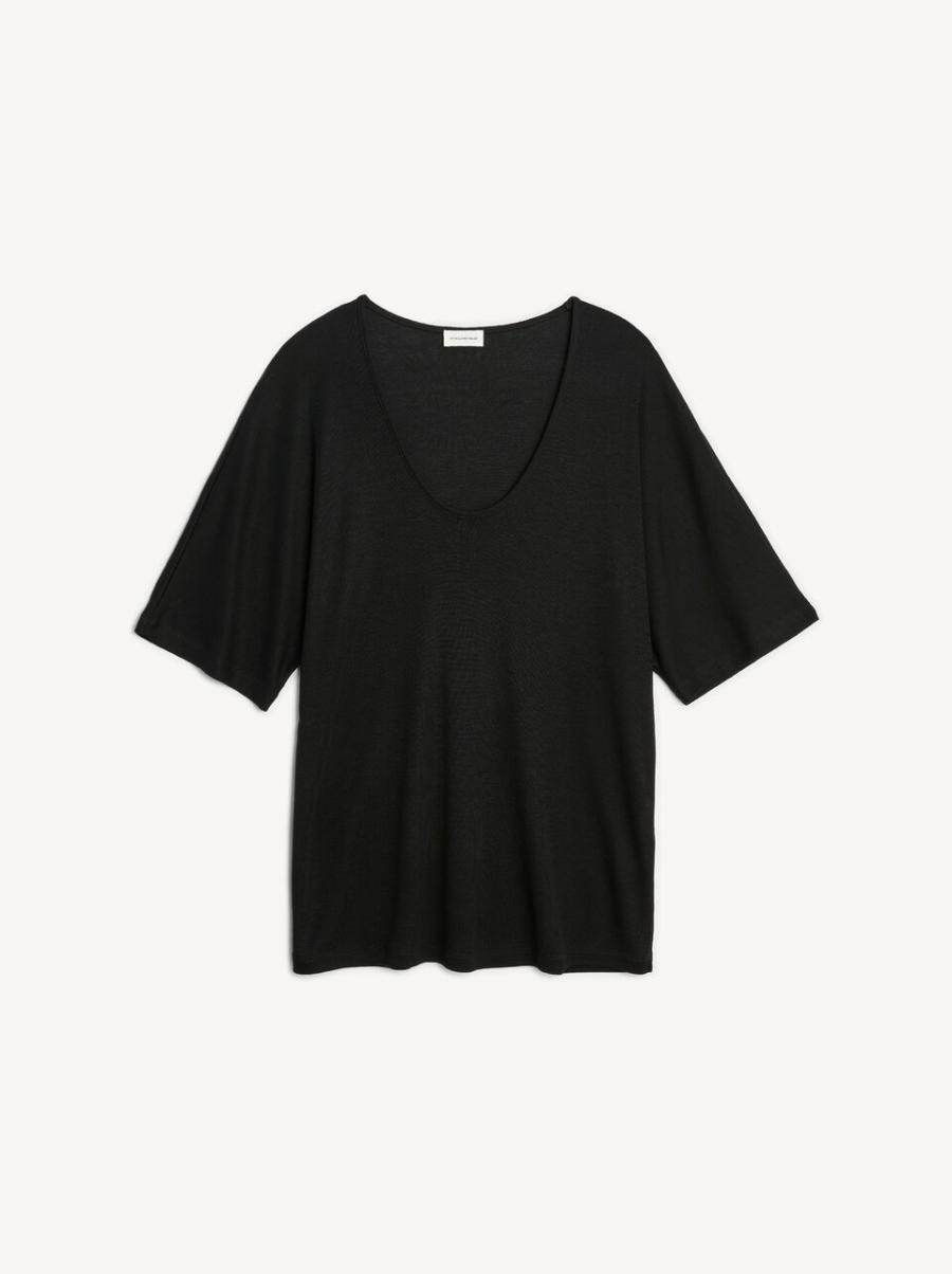 T-Shirts Et Sweats Exaltant Femme By Malene Birger T-Shirt Oversize Cevina Black - 3