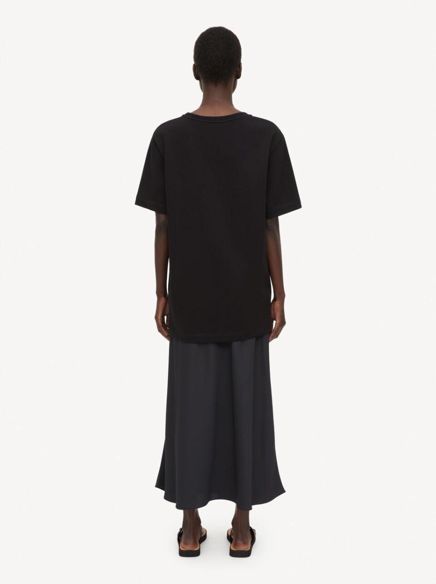 T-Shirts Et Sweats By Malene Birger Grand Black Femme T-Shirt En Coton Fayeh - 1