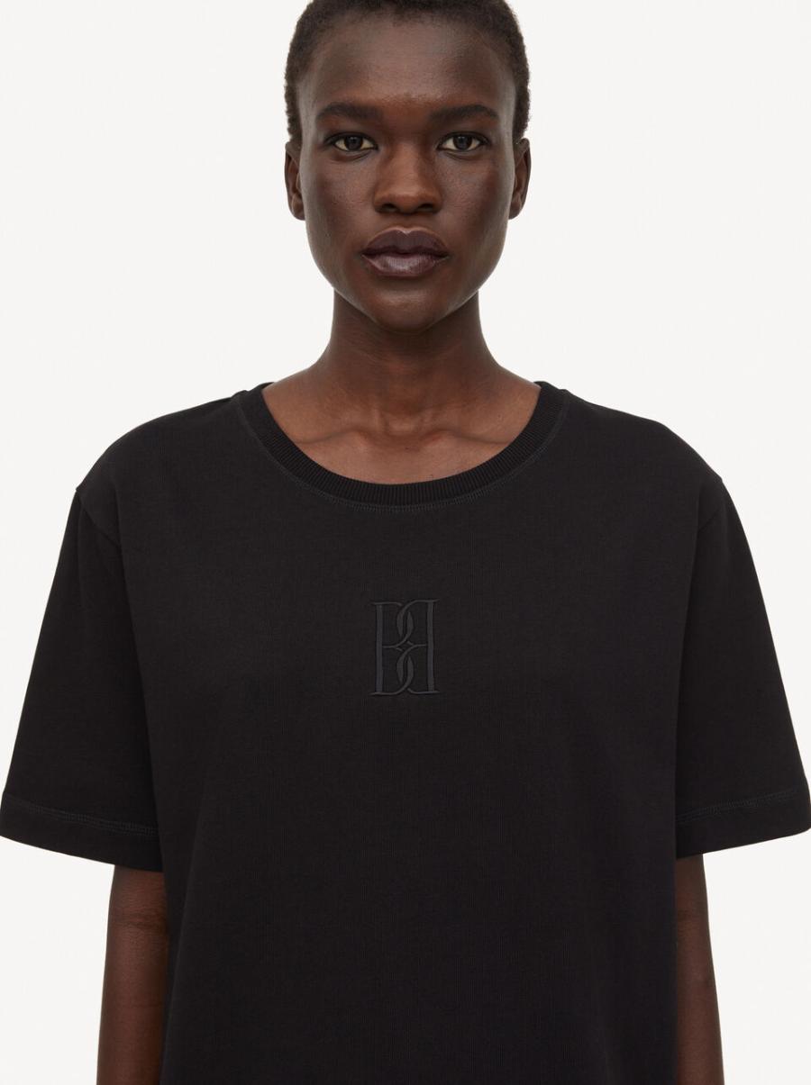 T-Shirts Et Sweats By Malene Birger Grand Black Femme T-Shirt En Coton Fayeh - 2