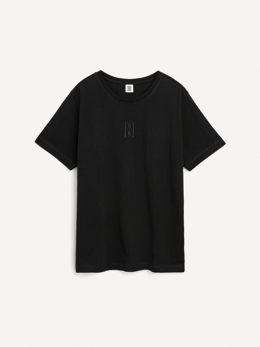 T-Shirts Et Sweats By Malene Birger Grand Black Femme T-Shirt En Coton Fayeh - 3