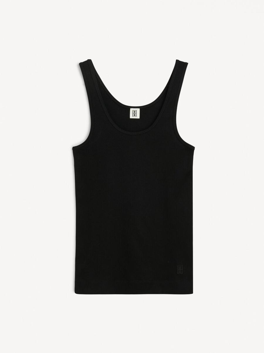 Femme Qualité Premium By Malene Birger T-Shirts Et Sweats Black Débardeur Anisa - 3