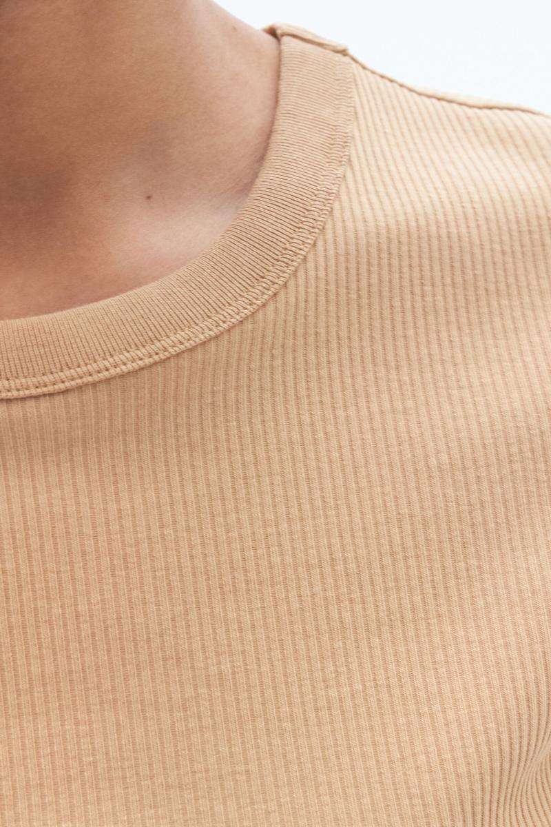 Filippa K Femme Sand Beige Hauts T-Shirt Finement Côtelé - 1