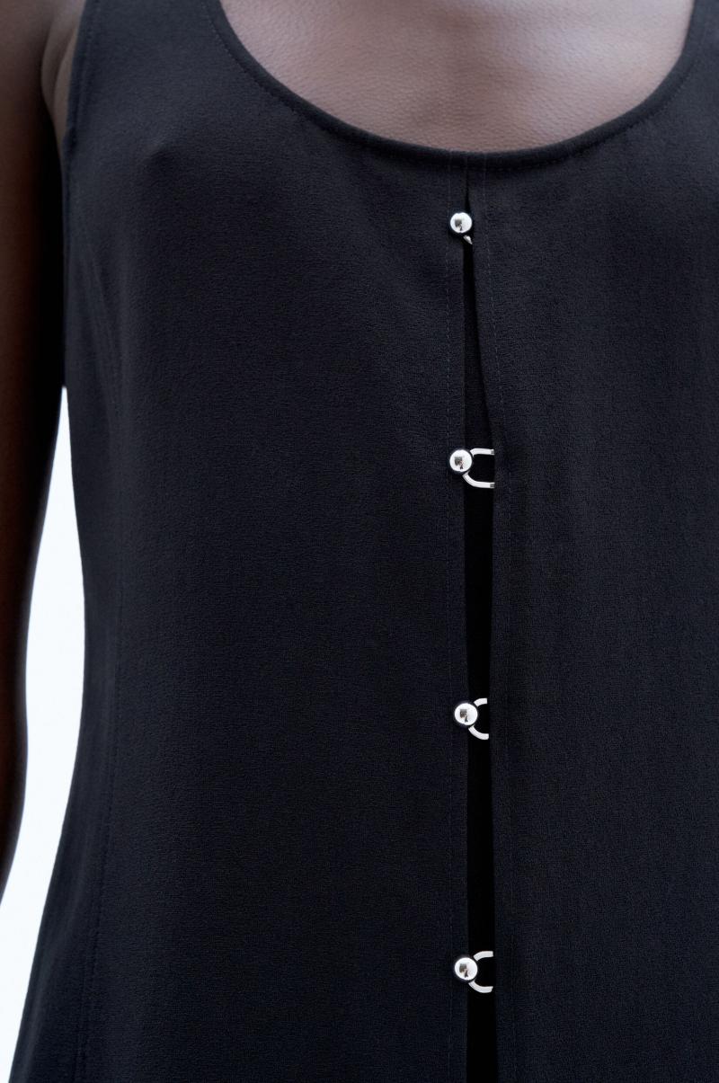 Filippa K Robes Femme Re:sourced Crepe Tank Dress Black - 2