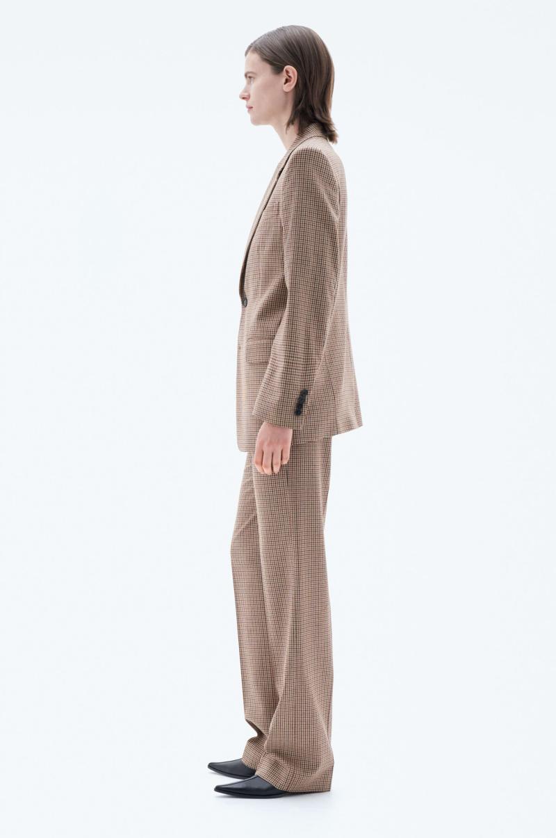 Femme Sand Beige/Brown Check Tailleurs Blazer À Boutonnage Simple Filippa K - 3