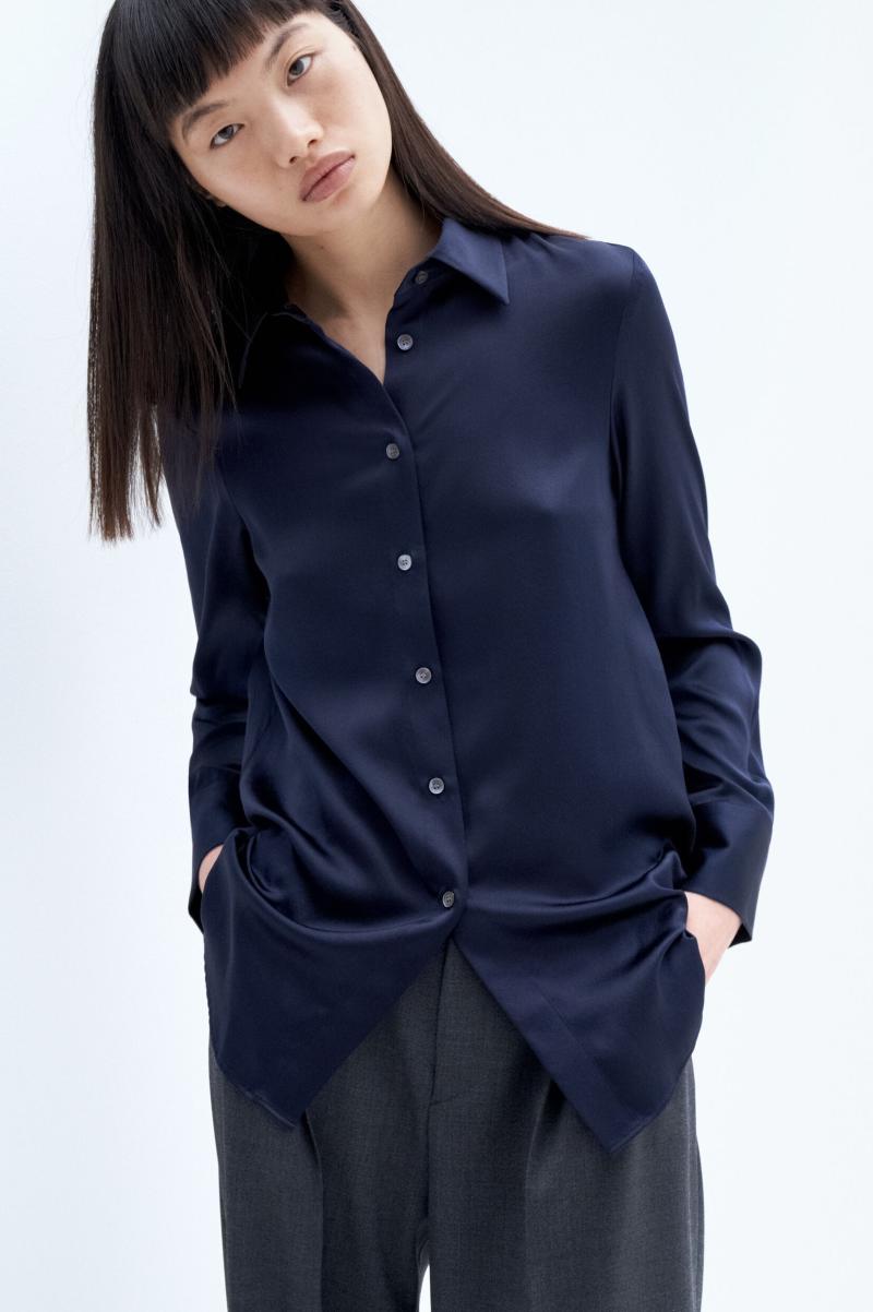 Navy Eira Silk Shirt Filippa K Femme Chemises - 4