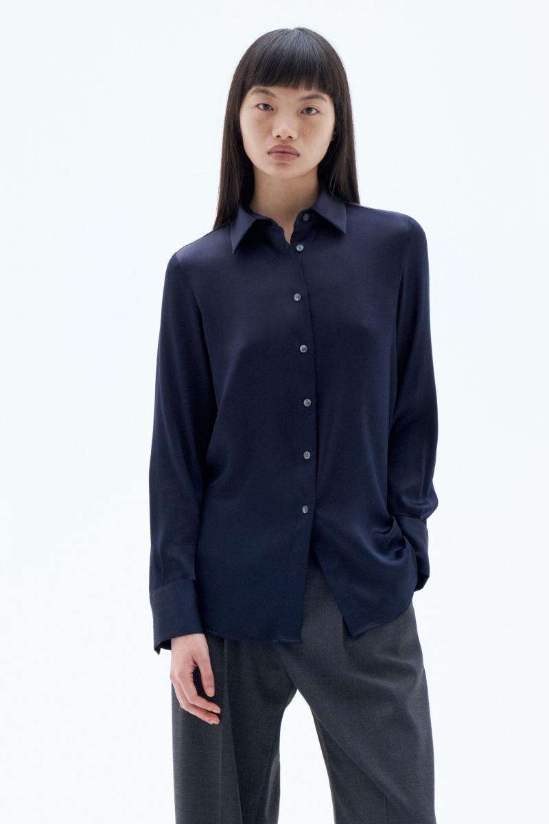 Navy Eira Silk Shirt Filippa K Femme Chemises