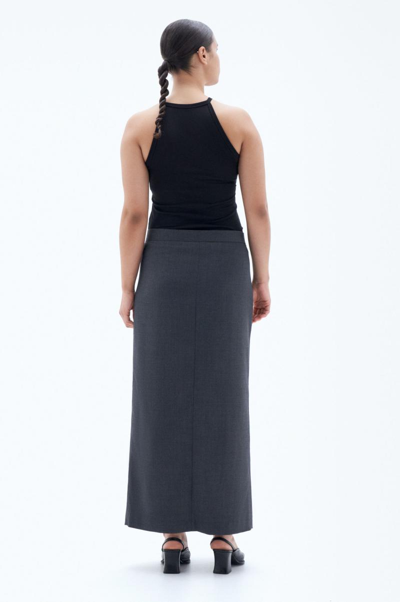 Long Tailored Skirt Filippa K Femme Dk. Grey Mel. Jupes & Shorts - 3