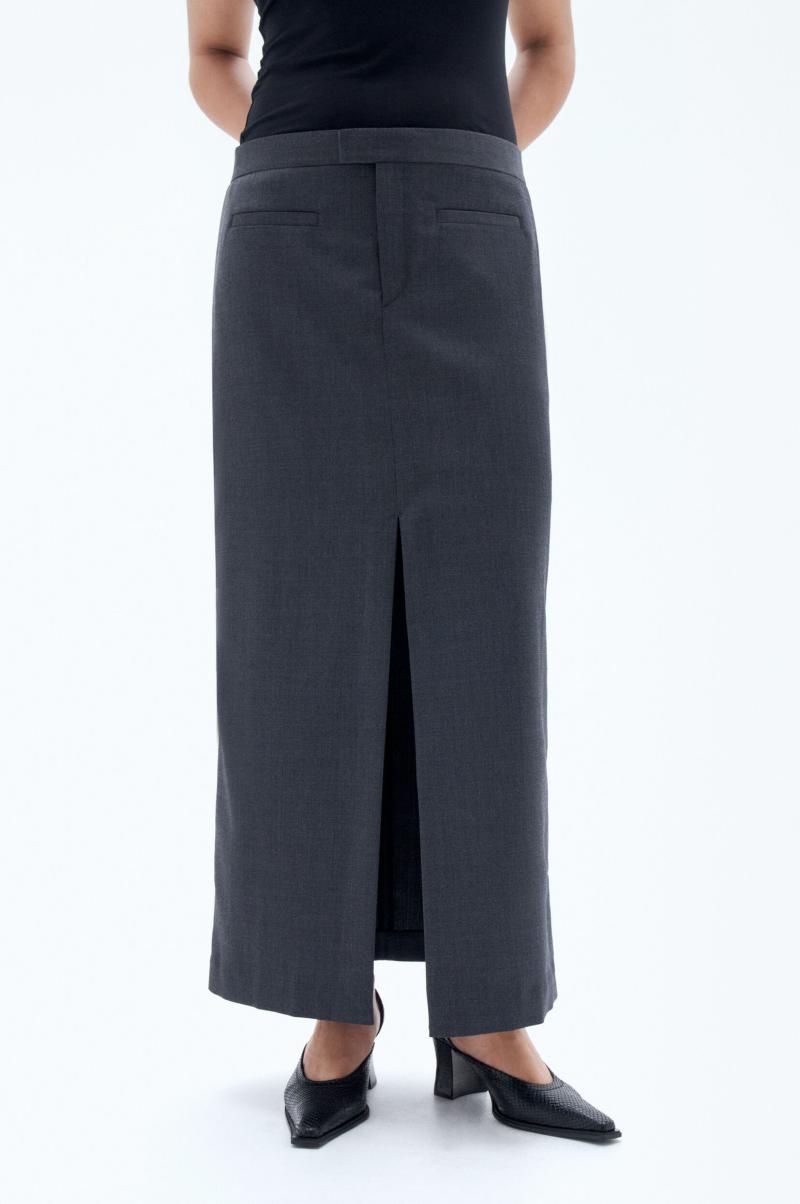 Long Tailored Skirt Filippa K Femme Dk. Grey Mel. Jupes & Shorts - 4