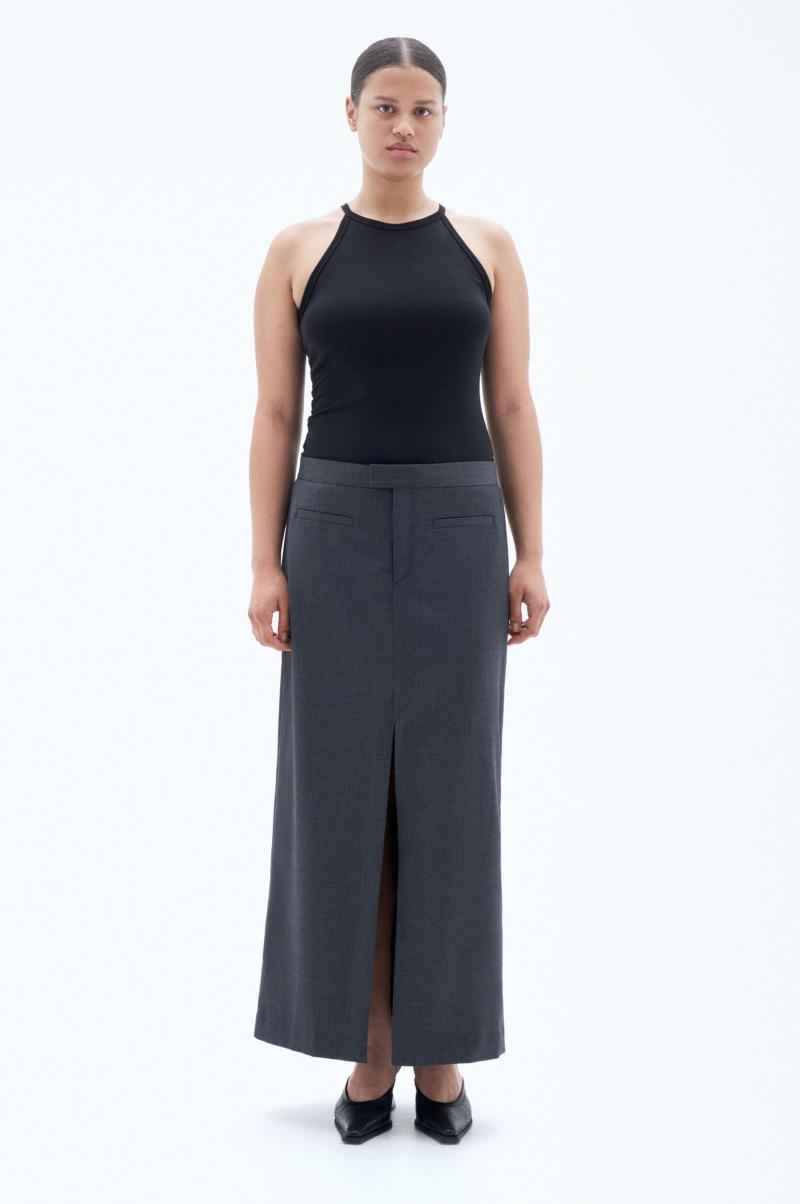 Long Tailored Skirt Filippa K Femme Dk. Grey Mel. Jupes & Shorts