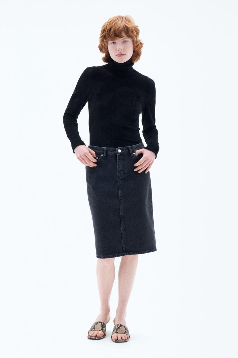 Jupe Midi En Denim Charcoal Black Filippa K Femme Jupes & Shorts
