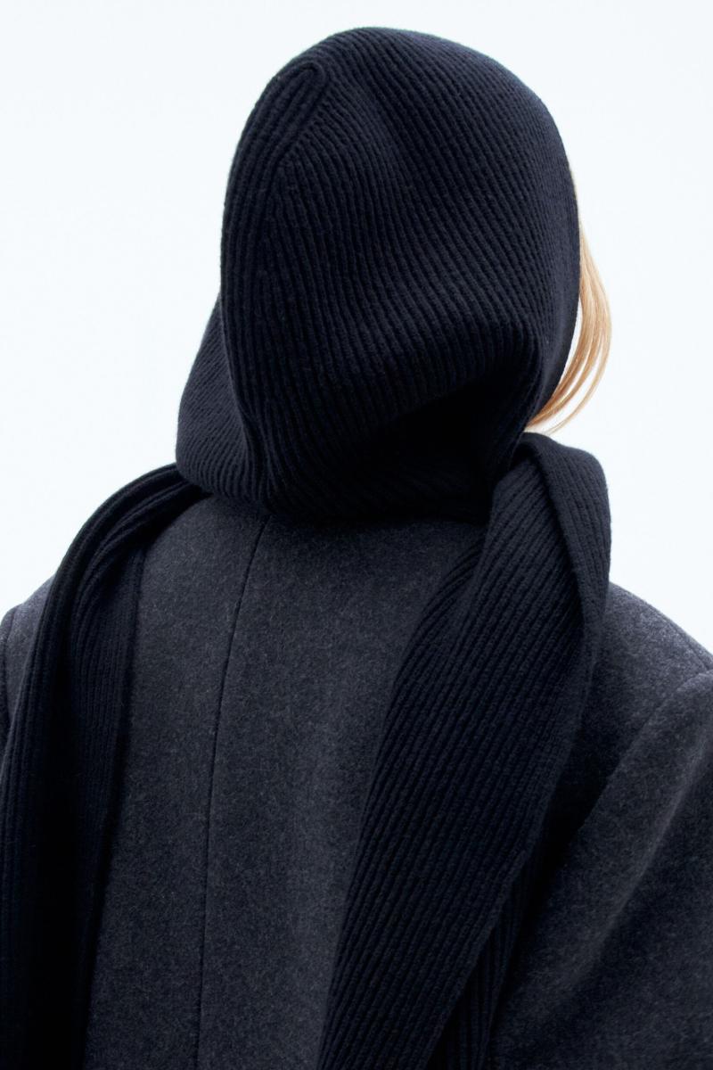 Écharpe Côtelée Style Bonnet Chapeaux Et Écharpes Femme Filippa K Black - 3