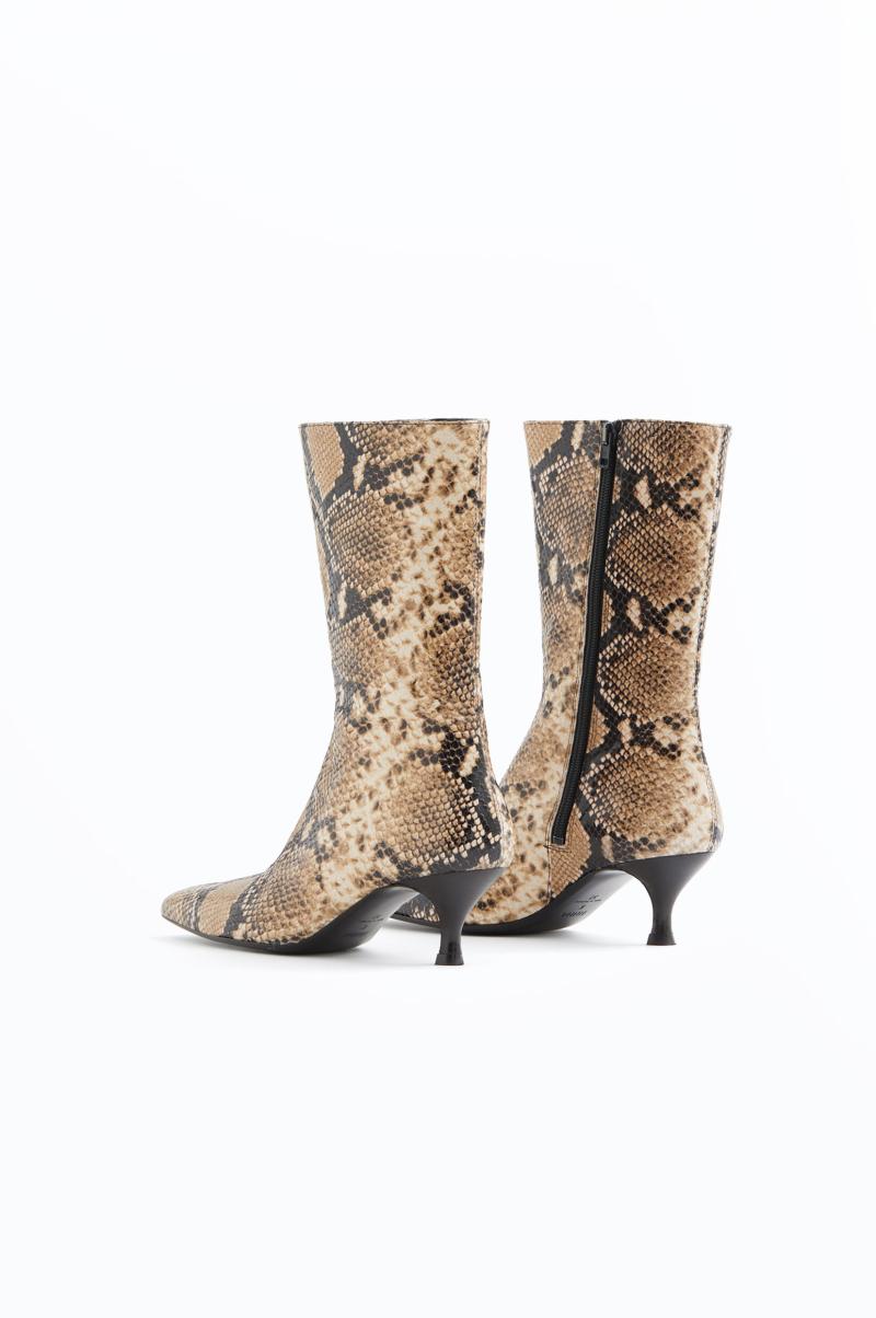 Filippa K Chaussures Printed Beige Snake Femme Bottines À Bout Carré - 4