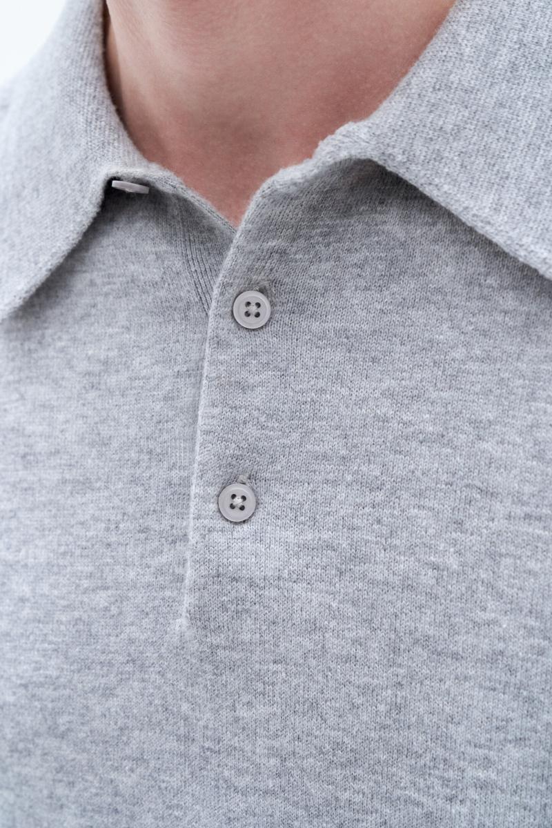 Light Grey Melange Homme Maille Filippa K Knitted Polo Shirt - 1