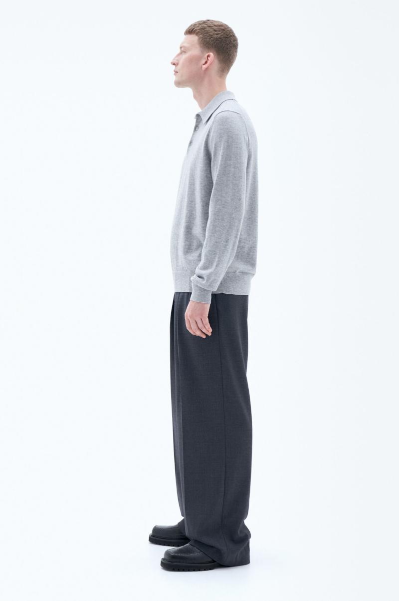 Light Grey Melange Homme Maille Filippa K Knitted Polo Shirt - 2