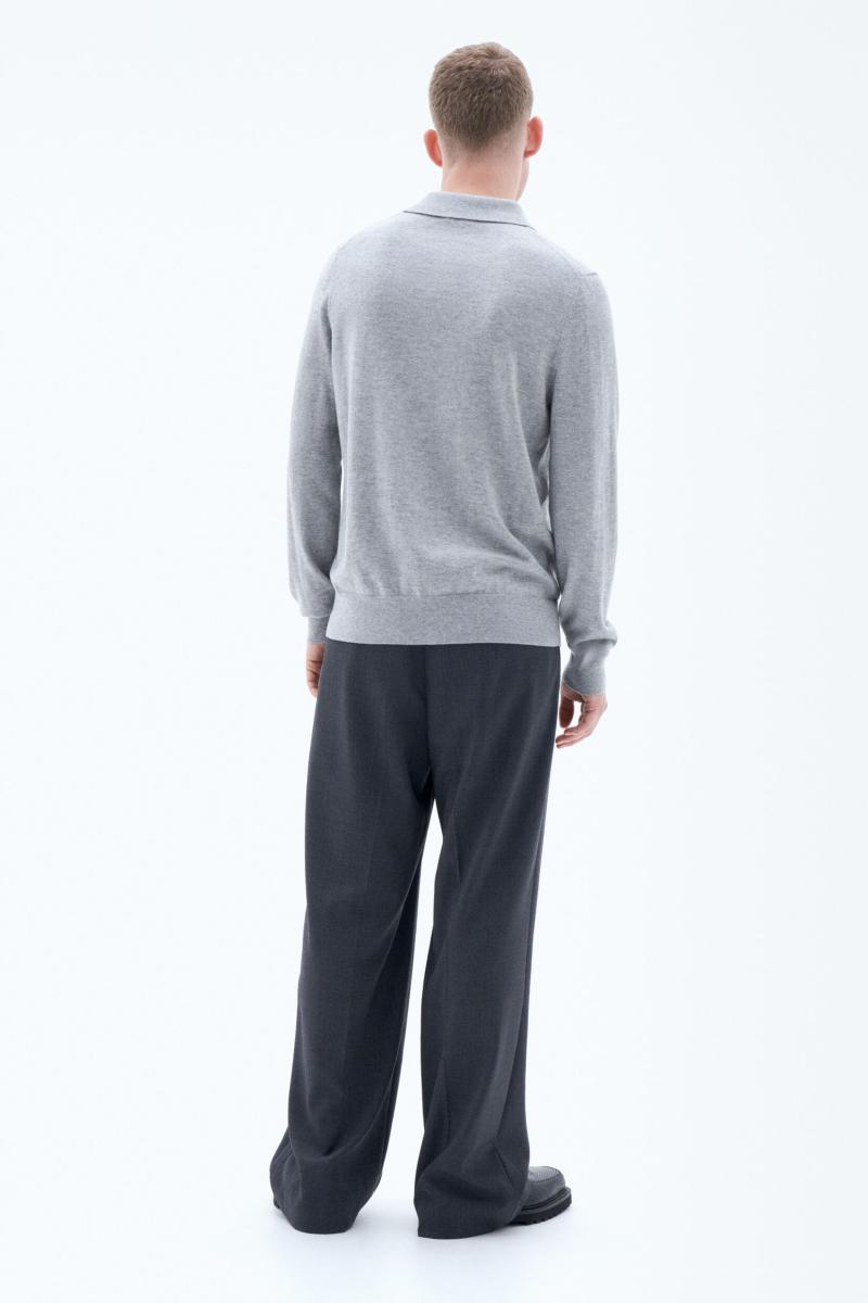 Light Grey Melange Homme Maille Filippa K Knitted Polo Shirt - 3
