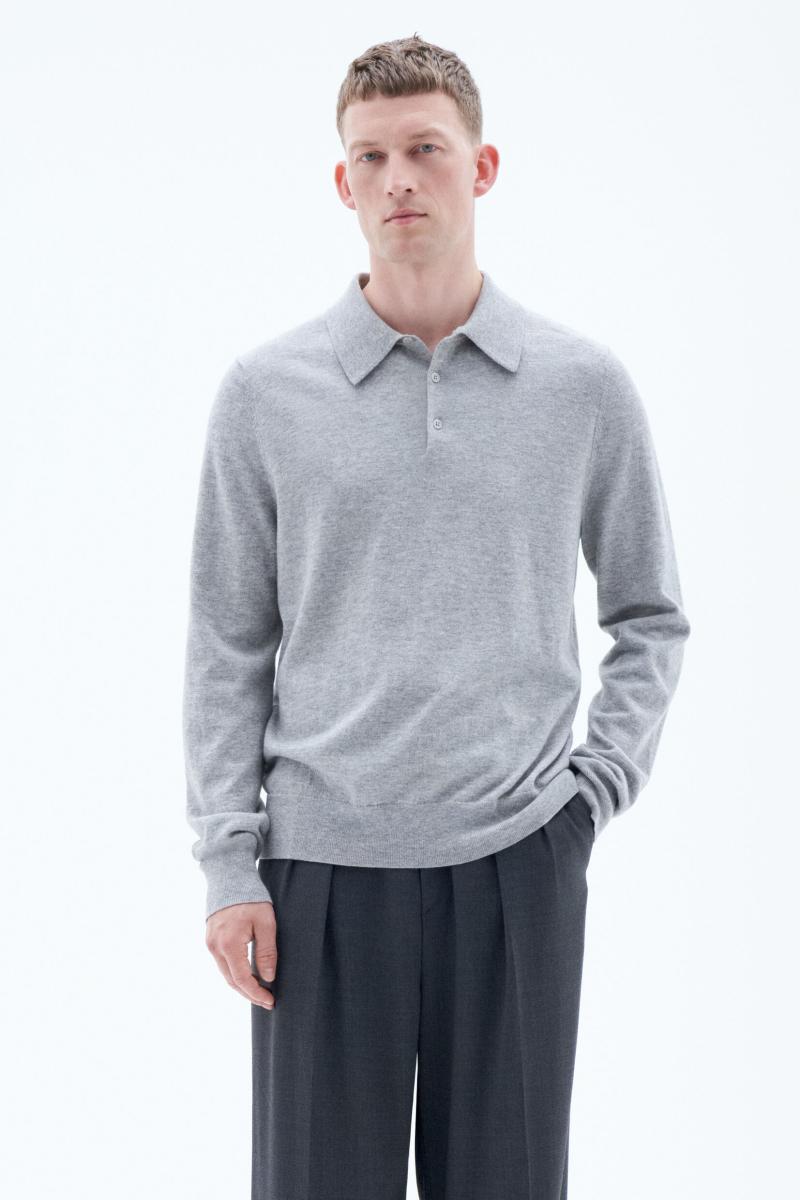 Light Grey Melange Homme Maille Filippa K Knitted Polo Shirt