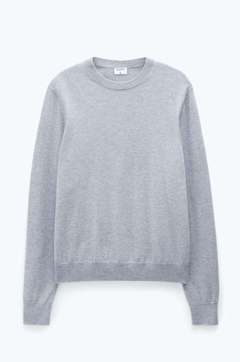 Maille Filippa K Homme Cotton Merino Sweater Light Grey Melange - 4