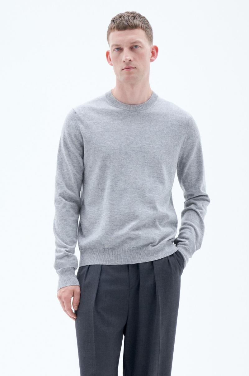 Maille Filippa K Homme Cotton Merino Sweater Light Grey Melange
