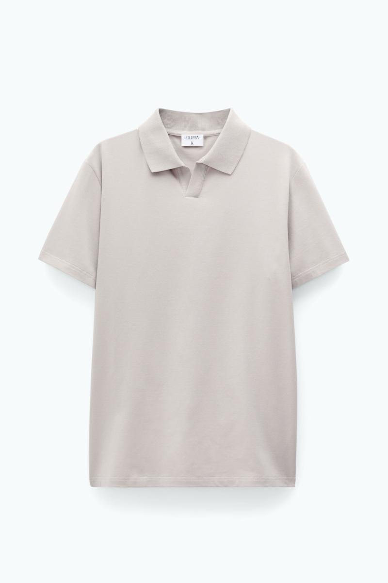 Filippa K Stretch Cotton Polo T-Shirt Light Taupe T-Shirts Homme - 3