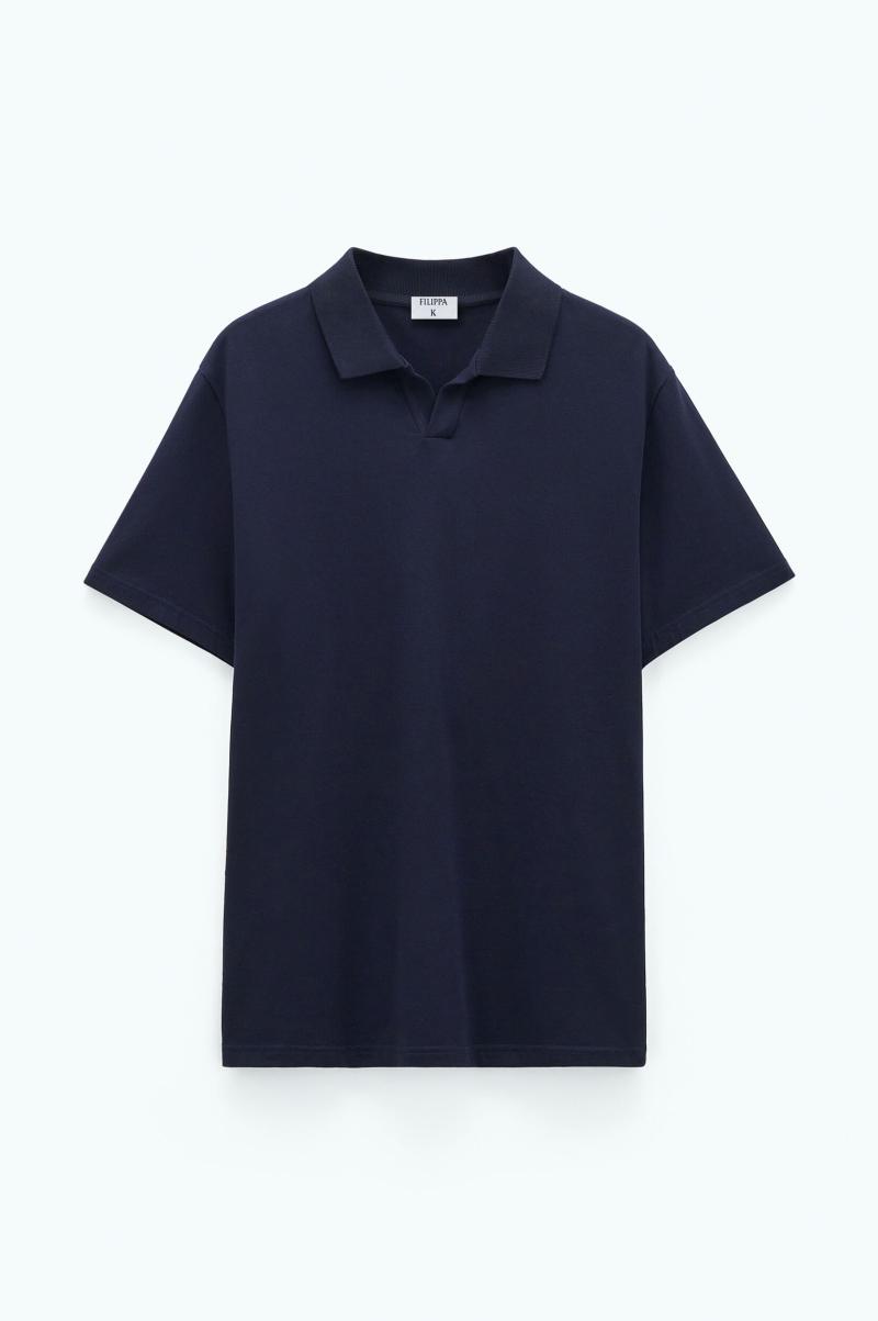 Homme T-Shirts Navy Filippa K Stretch Cotton Polo T-Shirt - 3