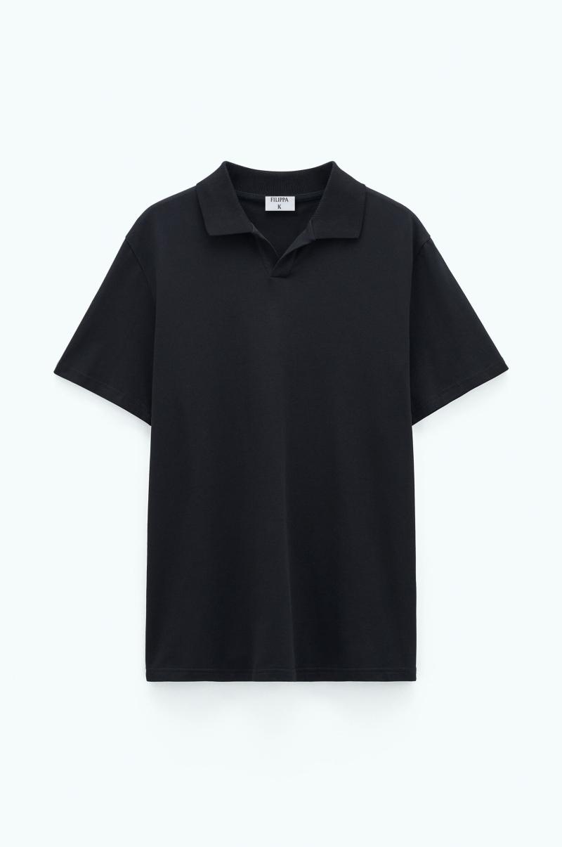 Homme Black Stretch Cotton Polo T-Shirt T-Shirts Filippa K - 3