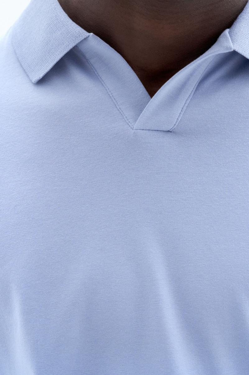 Homme Faded Blue Stretch Cotton Polo T-Shirt T-Shirts Filippa K - 1