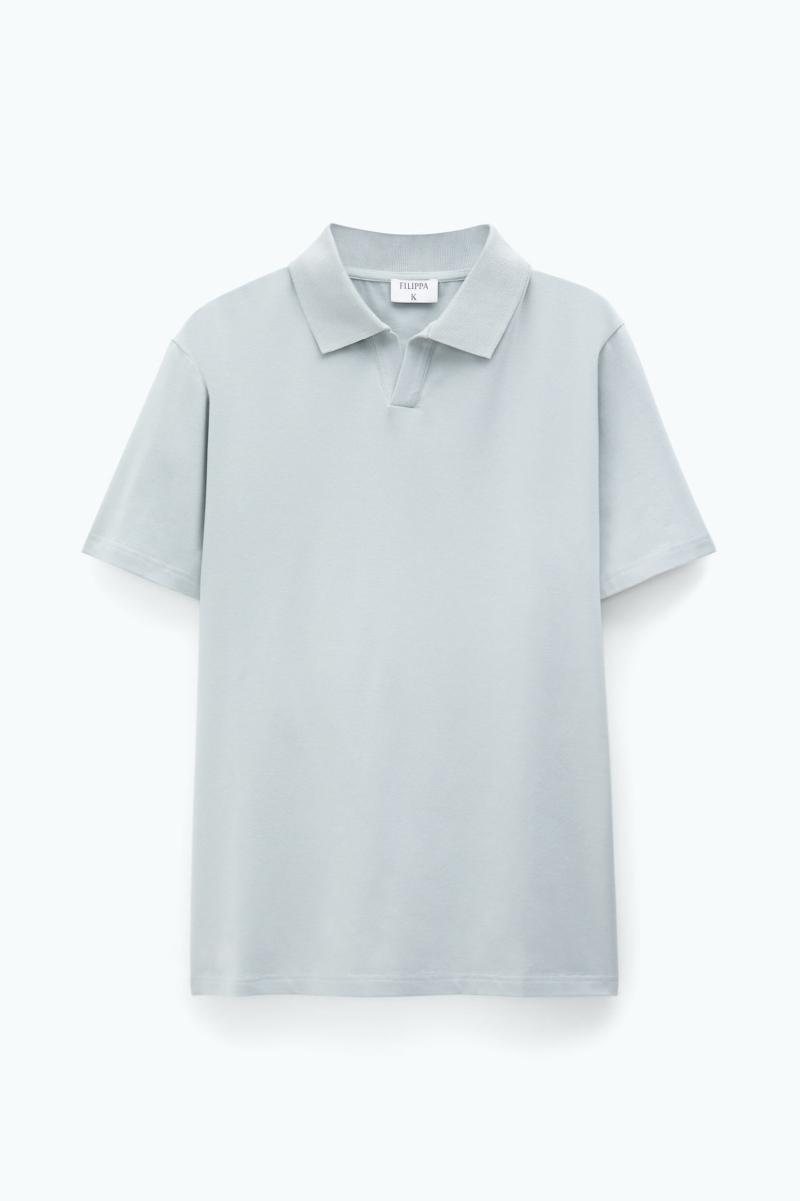 Filippa K Stretch Cotton Polo T-Shirt T-Shirts Homme Green Grey - 3