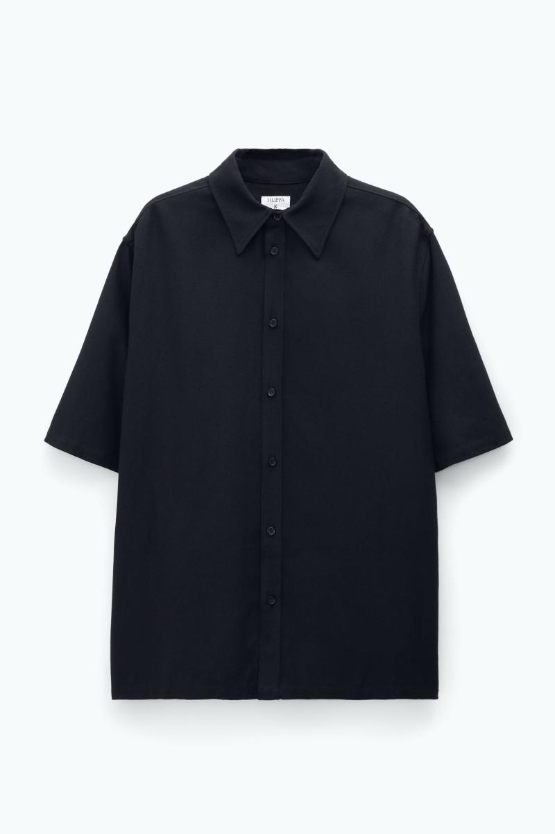 Black Chemises Homme Re:sourced Crepe Shirt Filippa K - 4
