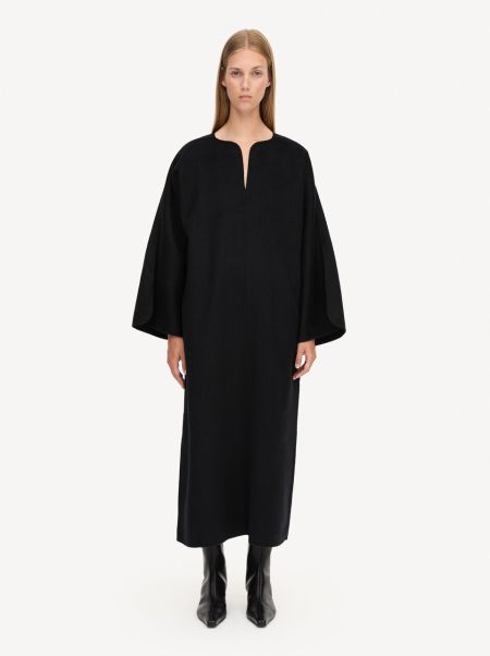 Black Robes By Malene Birger Fort Robe Longue En Laine Cais Femme
