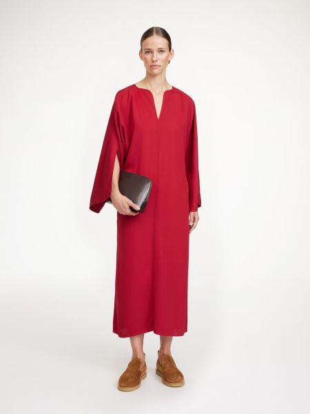 Traditionnel Jester Red Robes Robe Longue Cais By Malene Birger Femme
