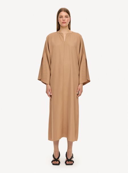 Femme Tobacco Brown Rester Robes Robe Longue Cais By Malene Birger