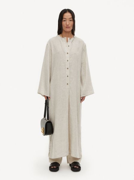 Compact Femme Lt. Sand Robes By Malene Birger Robe Longue Raftaniand