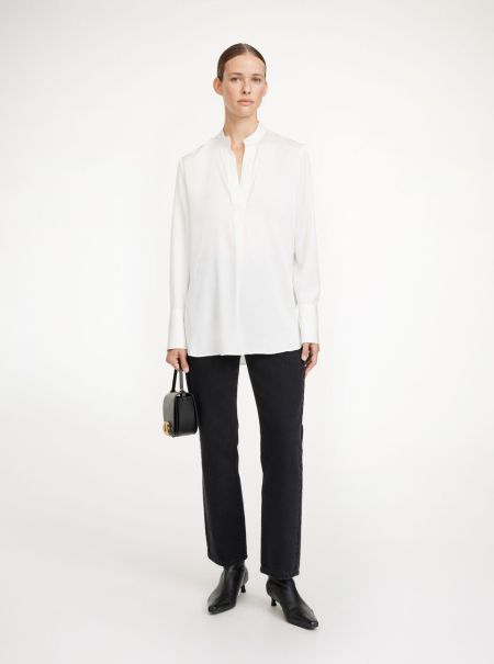Chemises Et Hauts Soft White Femme Chemise En Soie Mabillon Personnalisé By Malene Birger