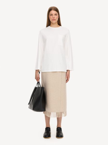 By Malene Birger Soft White Vente Femme Top À Manches Longues Oversize Fayeh T-Shirts Et Sweats