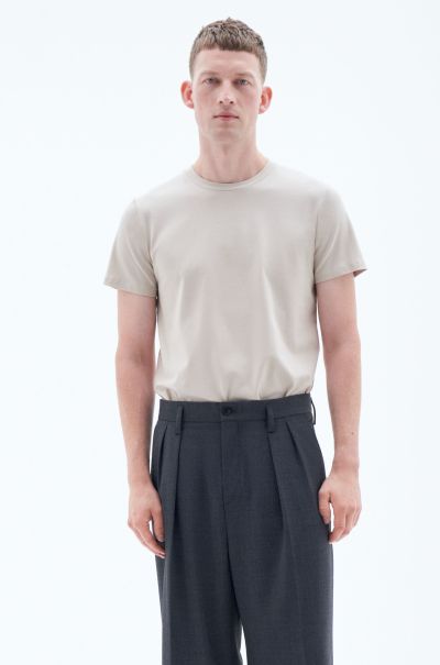 Homme T-Shirts Filippa K Stretch Cotton Tee Light Taupe