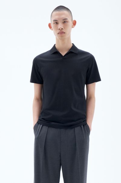 Homme Black Stretch Cotton Polo T-Shirt T-Shirts Filippa K